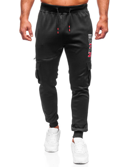 Czarne spodnie męskie dresowe bojówki Denley K10287