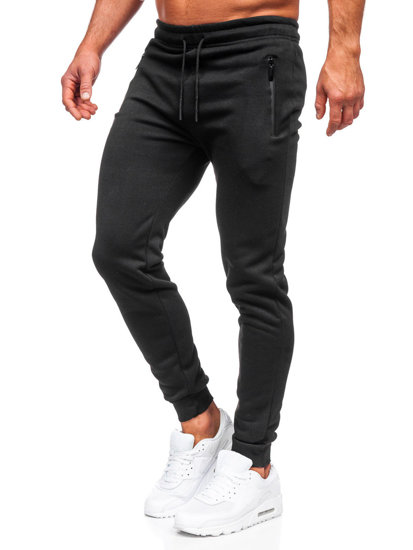 Czarne spodnie męskie joggery dresowe Denley JX6009