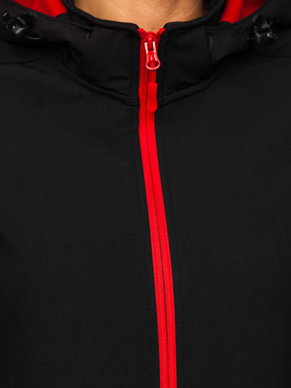 Czarno-czerwona kurtka damska przejściowa softshell Denley HH018