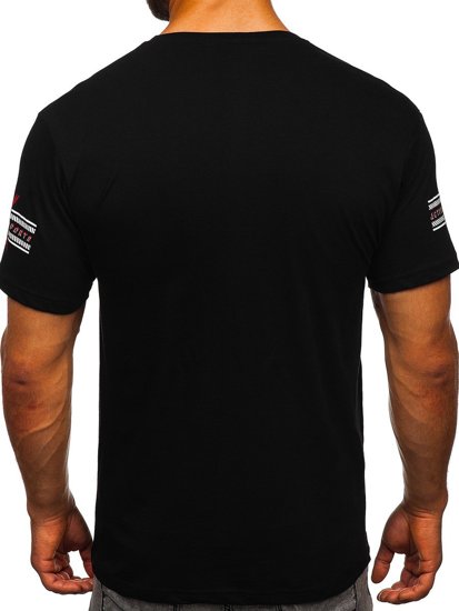 Czarny T-shirt męski z nadrukiem Bolf 14312