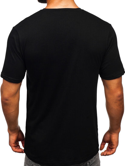 Czarny bawełniany t-shirt męski z nadrukiem Bolf 14749