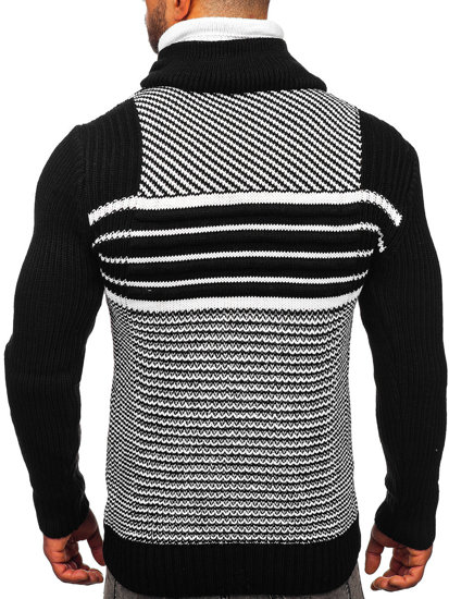 Czarny gruby sweter męski ze stójką Denley 2000