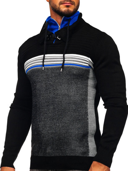 Czarny sweter męski ze stójką Denley 1051