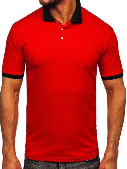 Czerwono-czarna koszulka polo męska Denley 0003