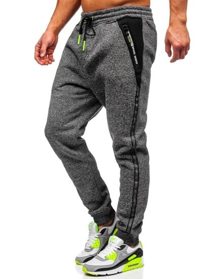 Grafitowe joggery dresowe spodnie męskie Denley TC513