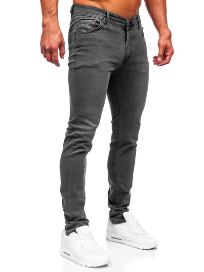 Grafitowe spodnie jeansowe męskie slim fit Denley 6220