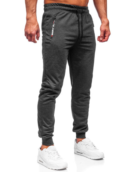 Grafitowe spodnie męskie joggery dresowe Denley JX5006