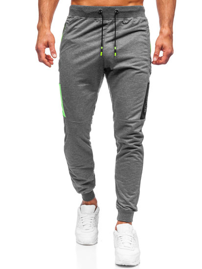 Grafitowe spodnie męskie joggery dresowe Denley K10139