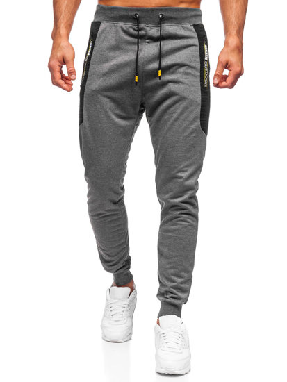 Grafitowe spodnie męskie joggery dresowe Denley K10223