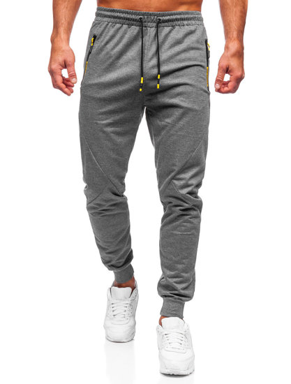 Grafitowe spodnie męskie joggery dresowe Denley K10350