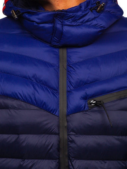 Granatowa pikowana kurtka przejściowa męska Denley M13012