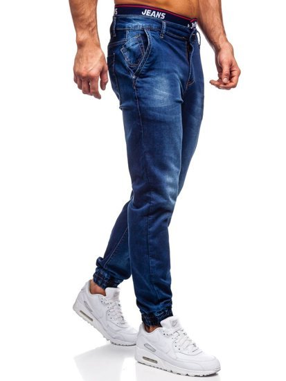 Granatowe spodnie jeansowe joggery męskie Denley 51003W0