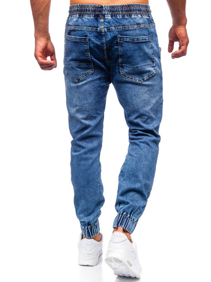 Granatowe spodnie jeansowe joggery męskie Denley K10001-1