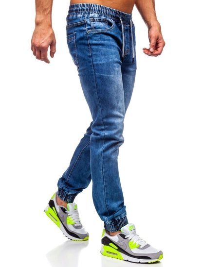 Granatowe spodnie jeansowe joggery męskie Denley KA1539