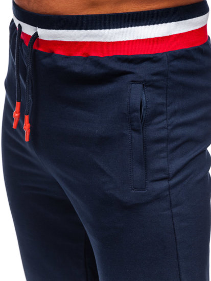 Granatowe spodnie męskie joggery dresowe Denley 7033