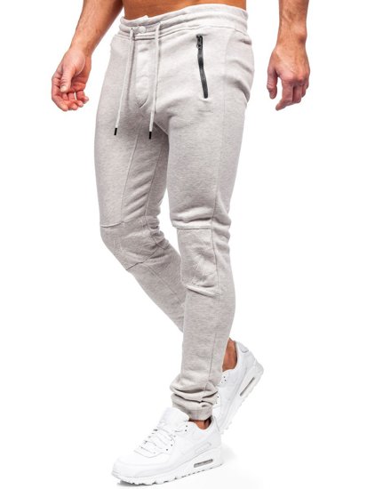 Jasnoszare spodnie męskie joggery dresowe Denley 4966