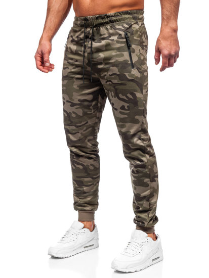 Khaki spodnie męskie joggery dresowe Denley JX5086