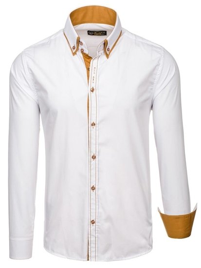 Koszula męska elegancka z długim rękawem biała Bolf 3703