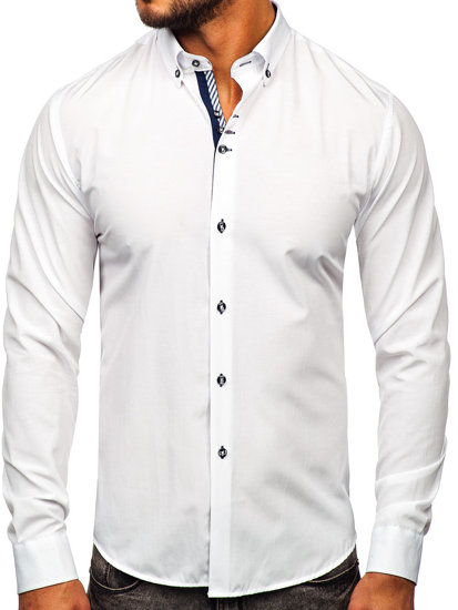 Koszula męska elegancka z długim rękawem biała Bolf 5796-1