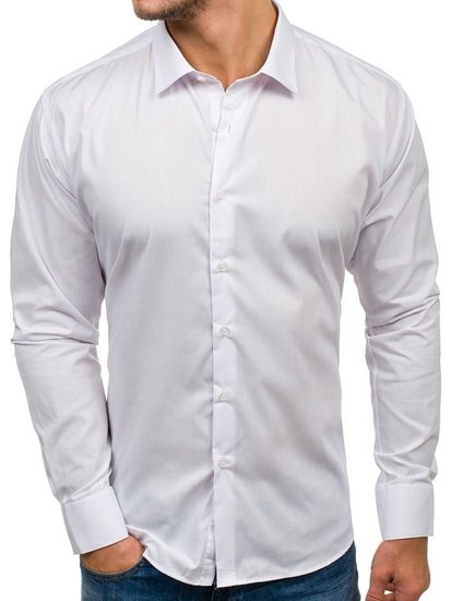 Koszula męska elegancka z długim rękawem biała Denley TS100