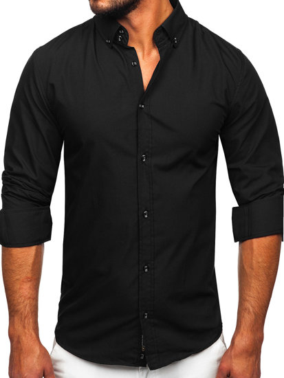 Koszula męska elegancka z długim rękawem czarna Bolf 5821-1