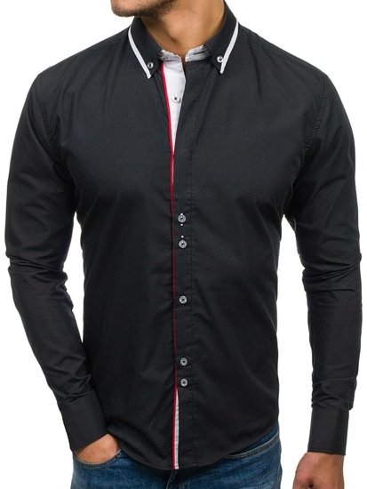 Koszula męska elegancka z długim rękawem czarna Bolf 6857