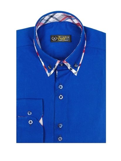 Koszula męska elegancka z długim rękawem niebieska Bolf 4704-1