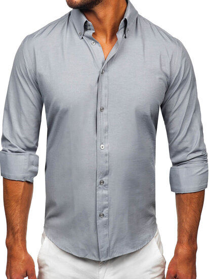 Koszula męska elegancka z długim rękawem szara Bolf 5821-1