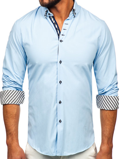 Koszula męska z długim rękawem błękitna Bolf 3762