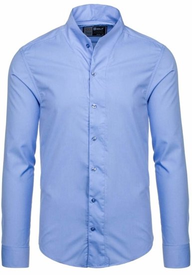 Koszula męska z długim rękawem błękitna Bolf 5702