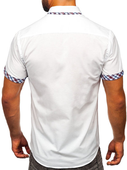 Koszula męska z krótkim rękawem biała Bolf 6540