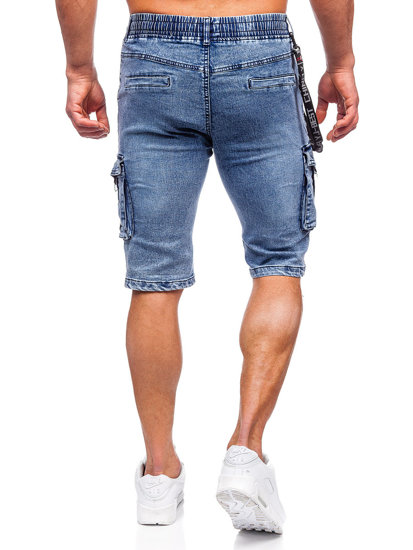 Niebieskie krótkie spodenki jeansowe bojówki męskie Denley HY821