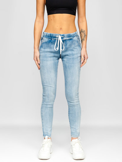 Niebieskie spodnie jeansowe damskie Denley WL2108
