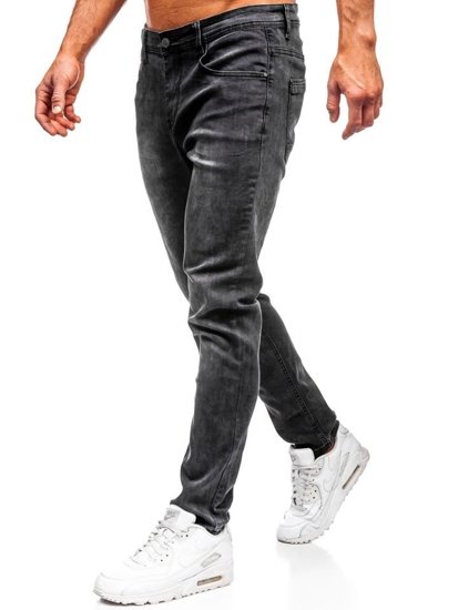 Spodnie jeansowe męskie straight leg czarne Denley KX237
