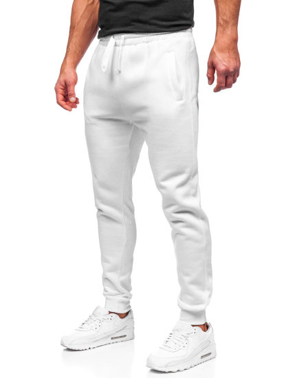 Spodnie męskie joggery dresowe białe Denley CK01