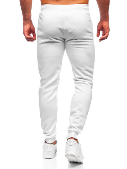Spodnie męskie joggery dresowe białe Denley XW01-A