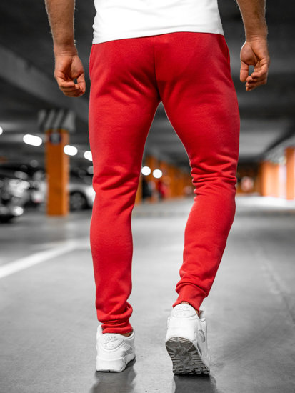 Spodnie męskie joggery dresowe jasnoczerwone Denley XW01