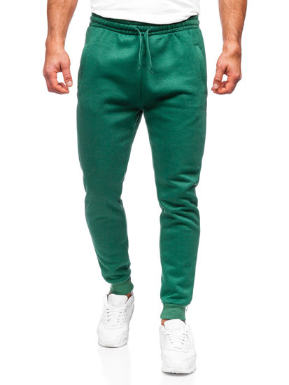 Spodnie męskie joggery dresowe zielone Denley CK01