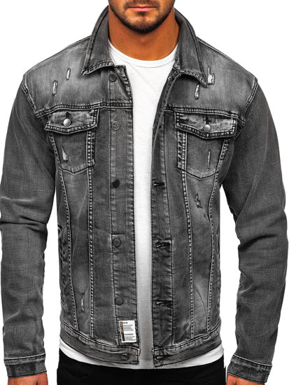 Szara jeansowa kurtka męska Denley MJ500G