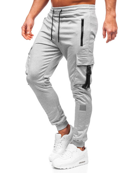 Szare bojówki spodnie męskie joggery dresowe Denley HS7046