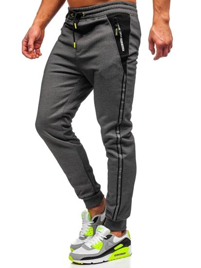 Szare joggery dresowe spodnie męskie Denley TC1003