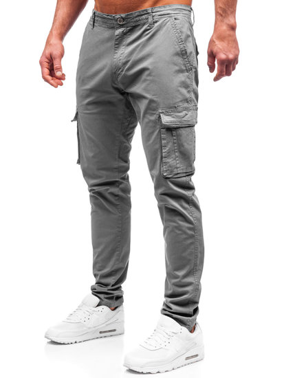 Szare spodnie materiałowe bojówki męskie Denley J700