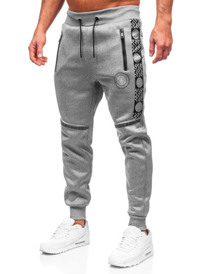 Szare spodnie męskie joggery dresowe Denley HM665