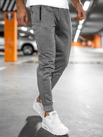 Szare spodnie męskie joggery dresowe Denley JX8201