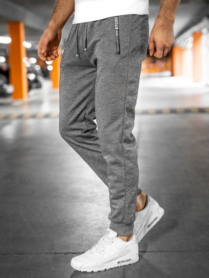 Szare spodnie męskie joggery dresowe Denley JX8735