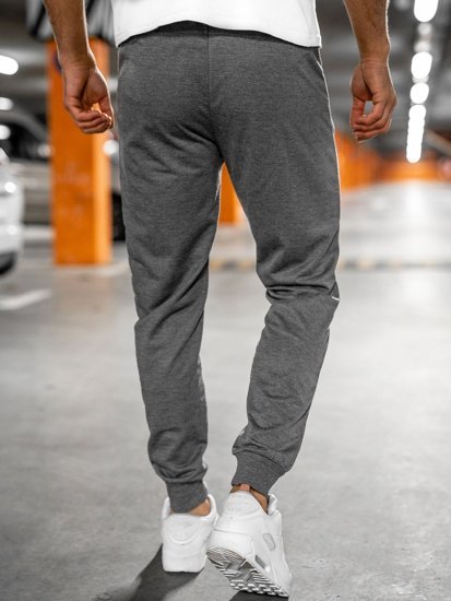 Szare spodnie męskie joggery dresowe Denley JX9515