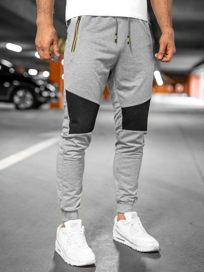 Szare spodnie męskie joggery dresowe Denley K10203