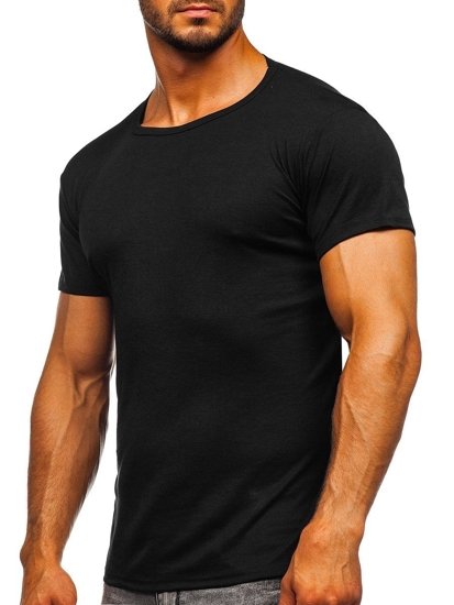 T-shirt męski bez nadruku czarny Denley NB003