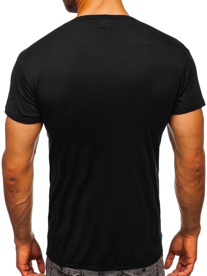 T-shirt męski bez nadruku czarny Denley NB003