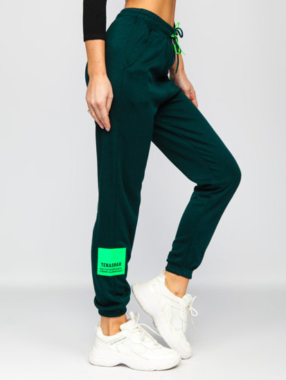 Zielone spodnie dresowe damskie Denley AF317NM